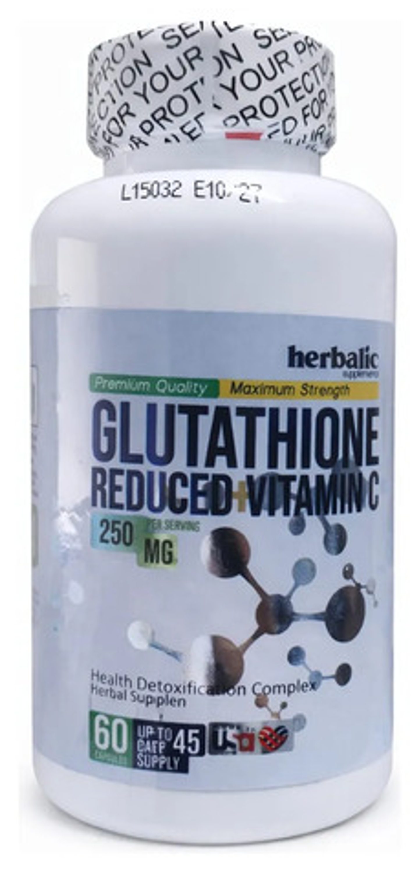 Glutathion Reduced Vitamin C X250 Mg X60 Cap Herbalic 1