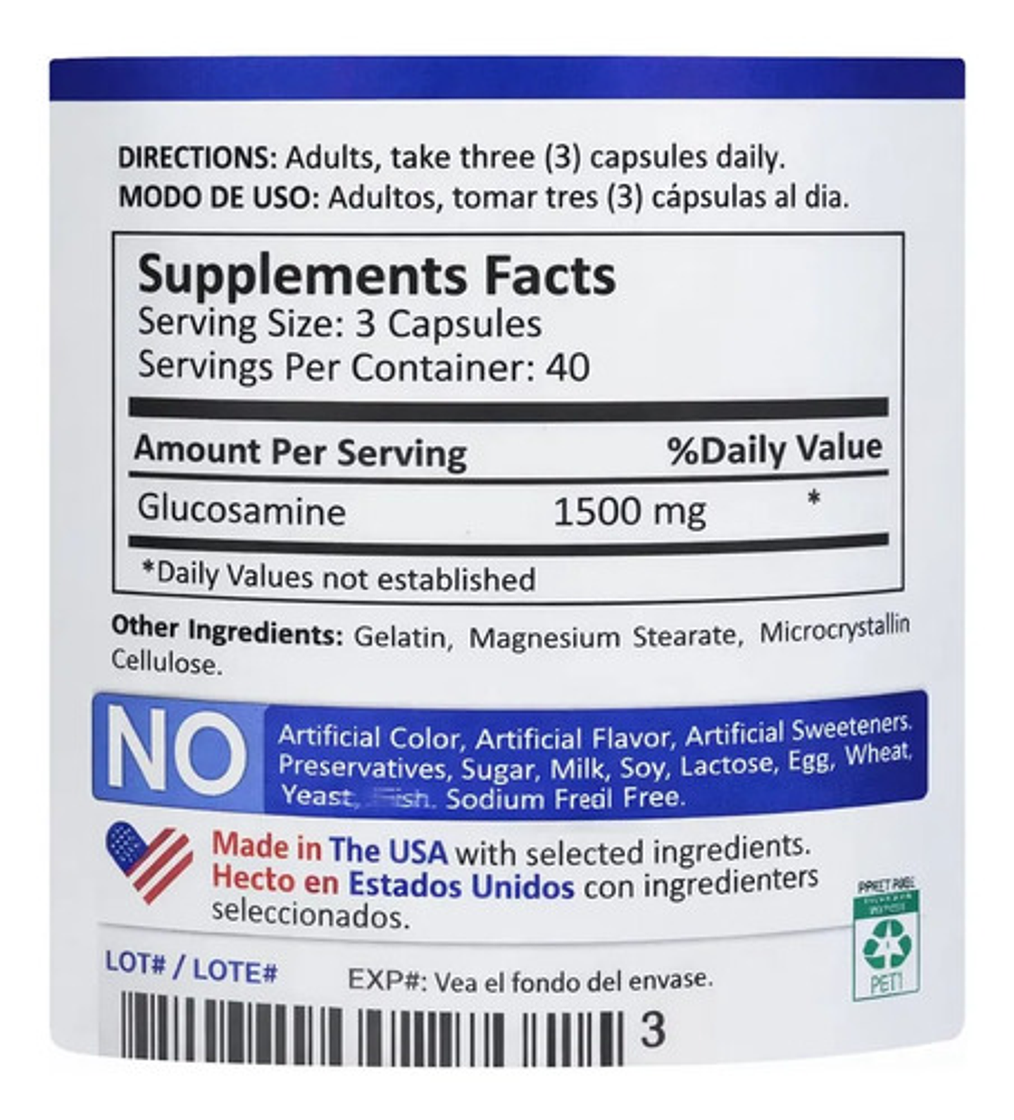 Glucosamina 1500 Mg 120 Cápsulas Mountain Valley Suplemento 3