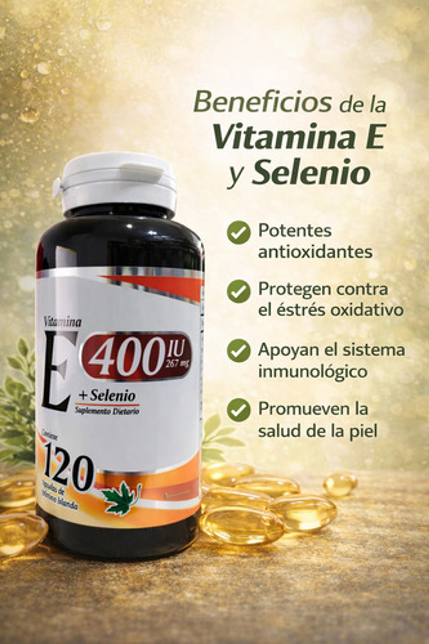 Vitamina E 400 Iu + Selenio Fito Medic's 120 Cápsulas Blanda 3