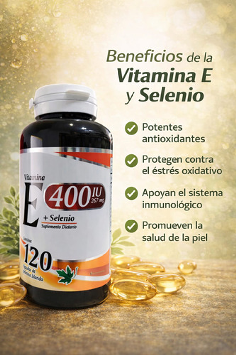 Vitamina E 400 Iu + Selenio Fito Medic's 120 Cápsulas Blanda 3