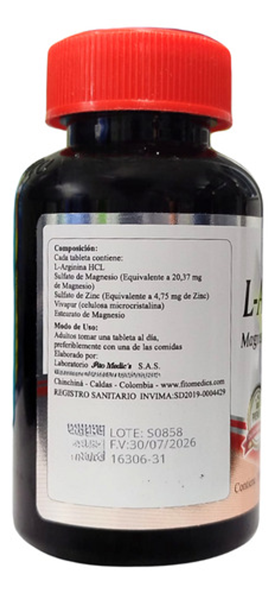 L-arginina Hcl Fito Medic's Para Circulación Y Rendimiento X 100 Cápsulas Sin Sabor 7