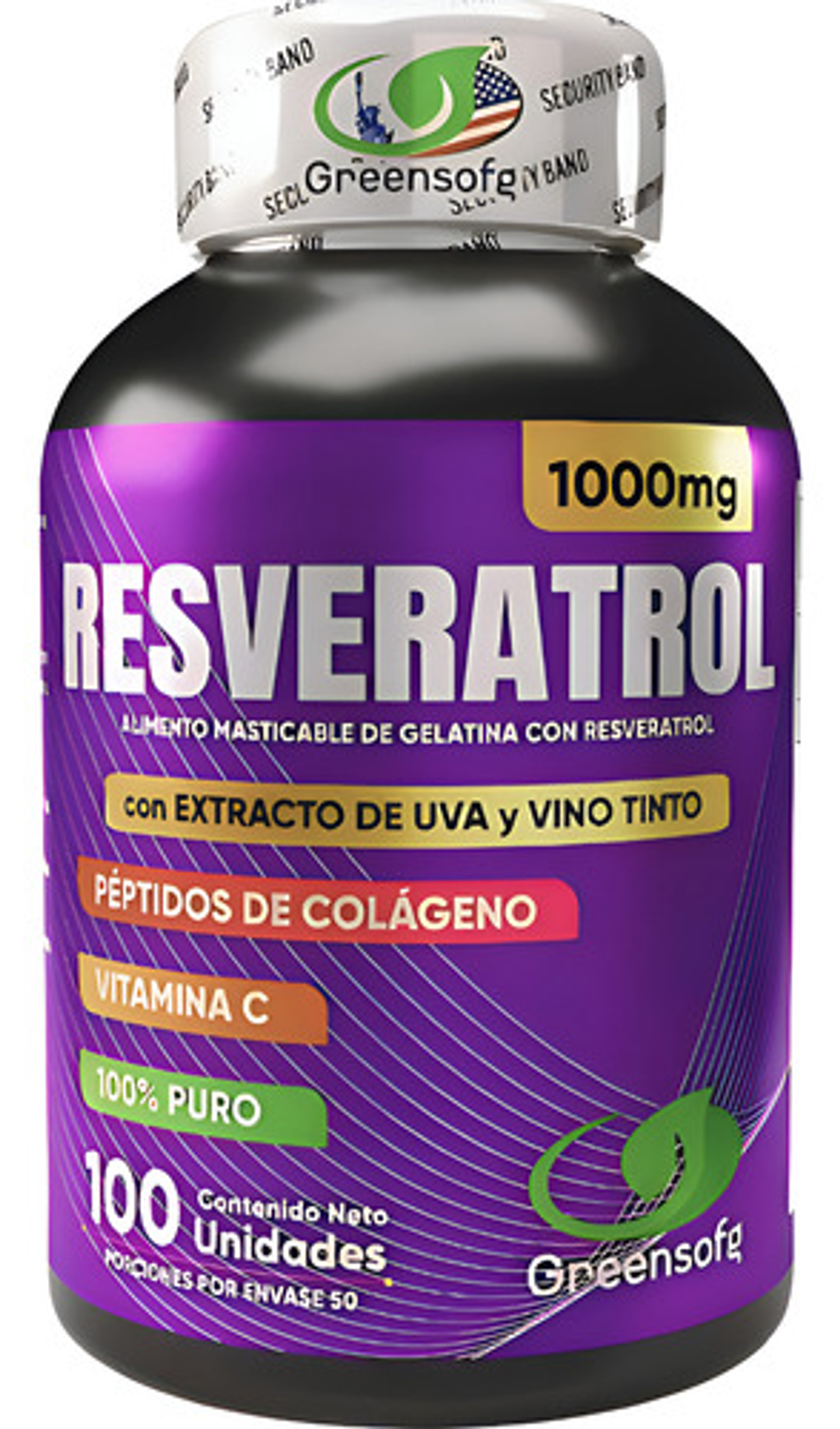 Resveratrol Americano Green Sofg Cápsulas Colágeno Vitamina C E 100 Original 1