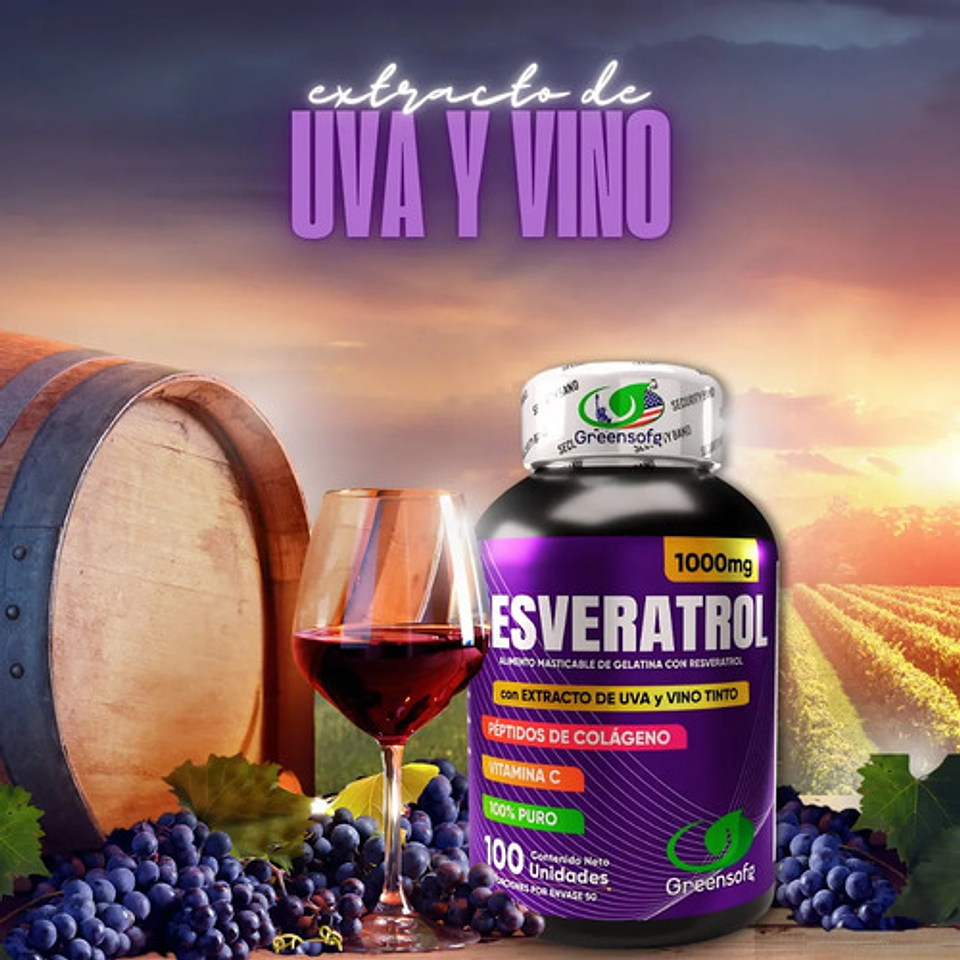 Resveratrol Americano Green Sofg Cápsulas Colágeno Vitamina C E 100 Original 6