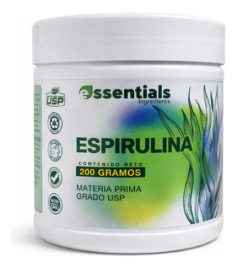 Espirulina En Polvo Essentials 200g Materia Prima Grado Usp