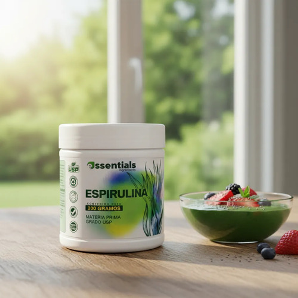 Espirulina En Polvo Essentials 200g Materia Prima Grado Usp 3
