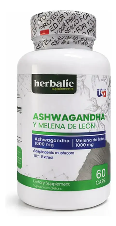 Ashwagandha Y Melena De León 1000mg Herbalic, 60 Cápsulas, Capsulas