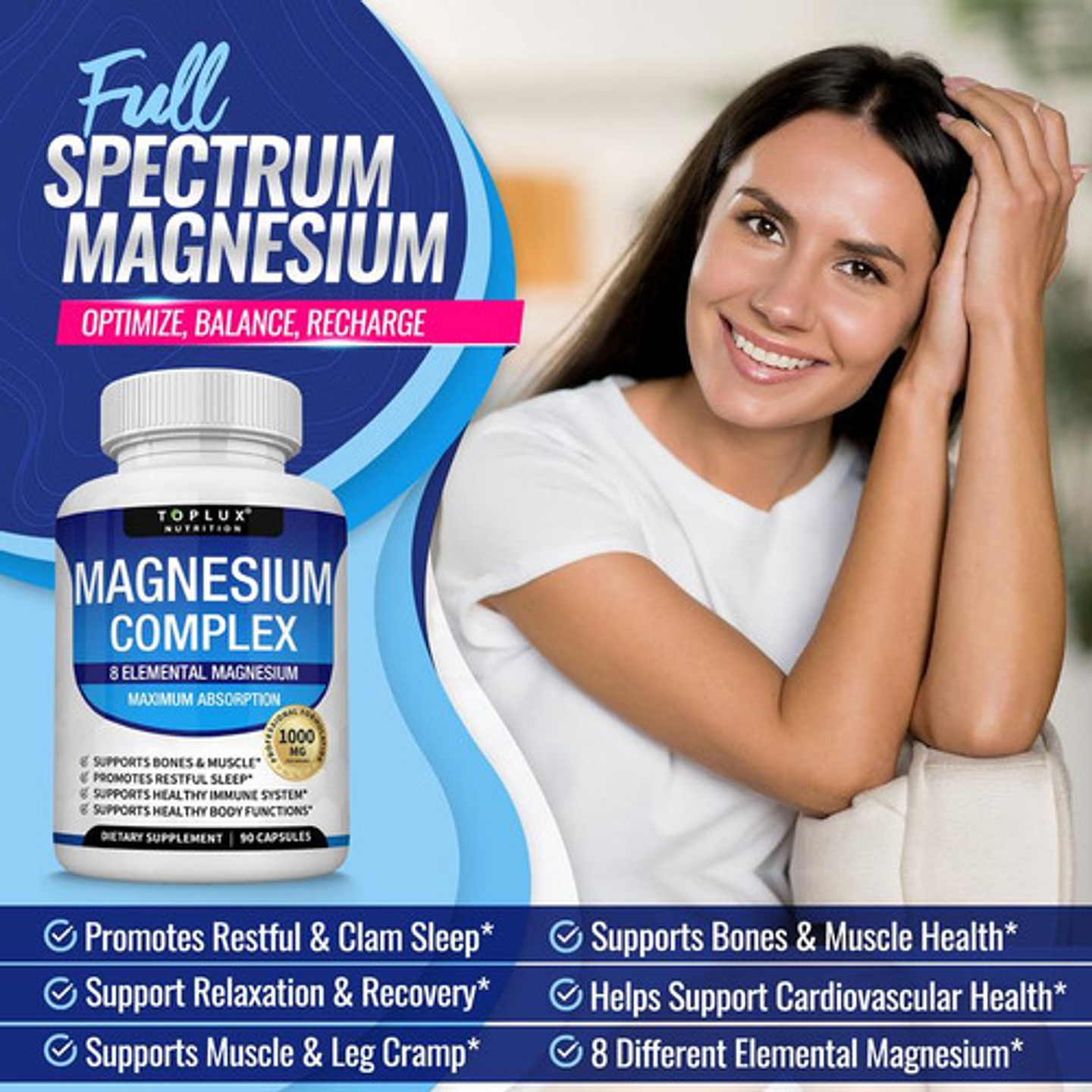 Toplux Magnesium Complex 8 Suplemento Magnesio Vegano 90 3