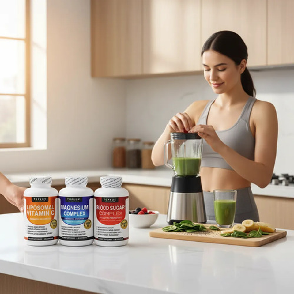 Kit 3 Suplementos Toplux: Vitamina C Liposomal, Magnesio Com 5