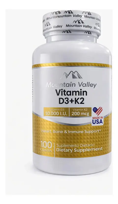Vitamina D3 10000 Ui + K2 200 Mcg Mountain Valley 100 Cápsul