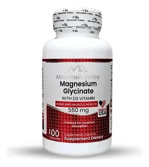 Pack 2 Magnesio Glicinato 550mg D3 Mountain Valley 100
