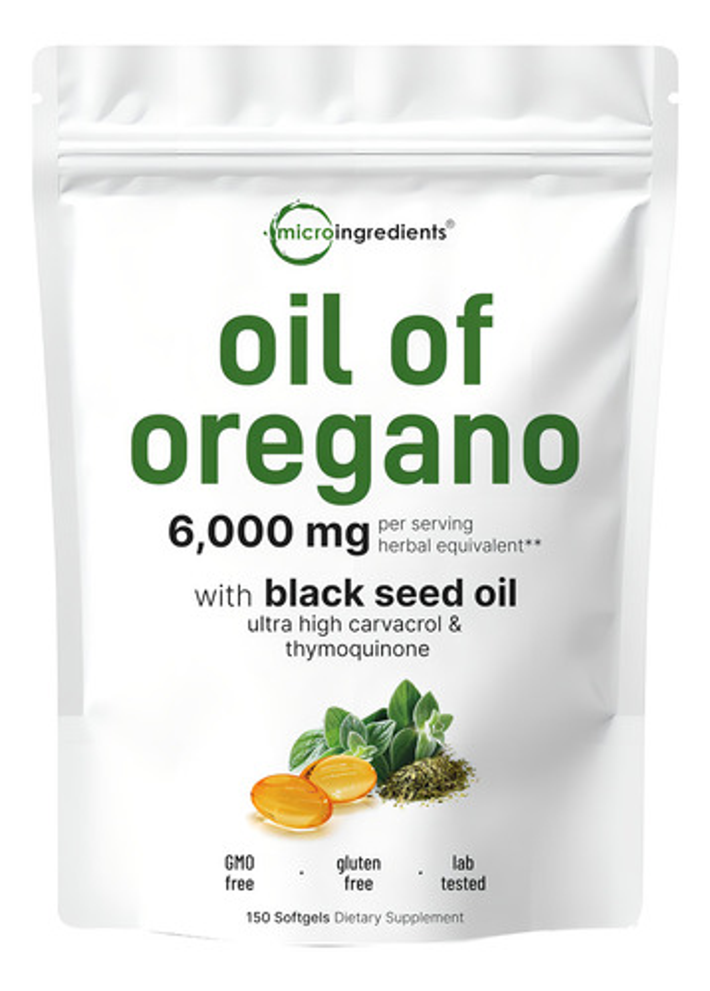 Micro Ingredients Aceite De Orégano 6000mg 150 Cápsulas Sin Sabor 1