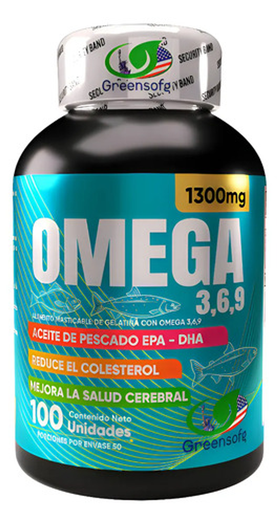 Omega 3, 6 & 9 Epa Dha 1300mg Puro Americano Natural Sabor Original 1