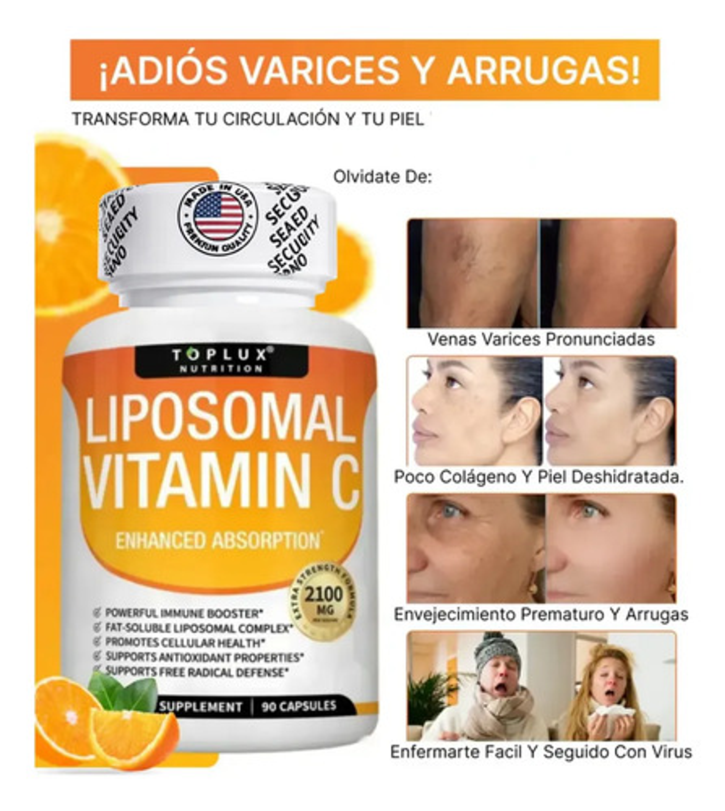 Vitamina C Liposomada De 2100 Mg Alta Absocion Extra Fuerte 2
