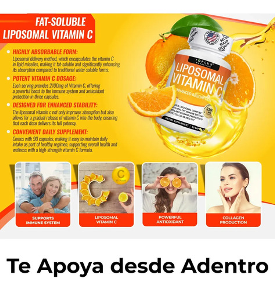 Vitamina C Liposomada De 2100 Mg Alta Absocion Extra Fuerte 3