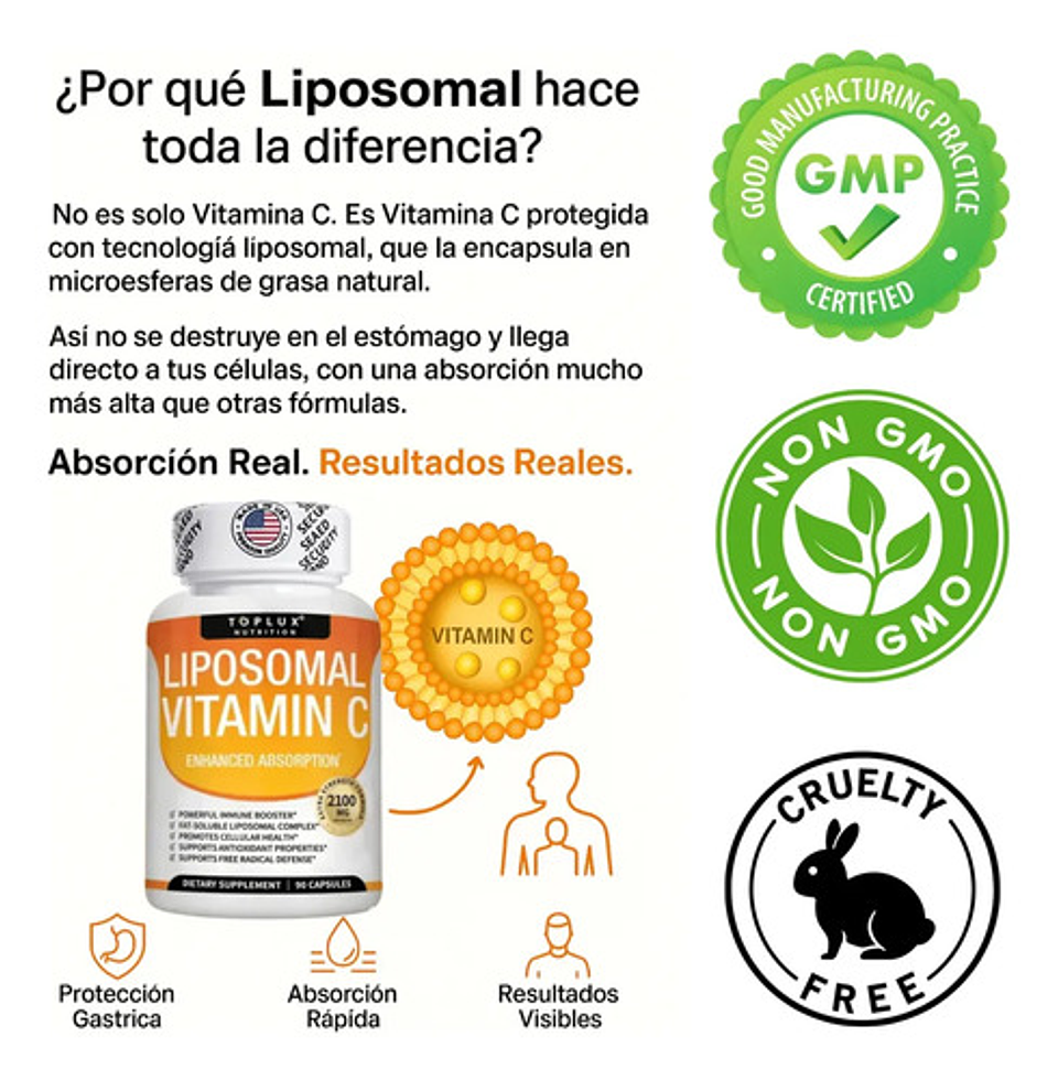 Vitamina C Liposomada De 2100 Mg Alta Absocion Extra Fuerte 6
