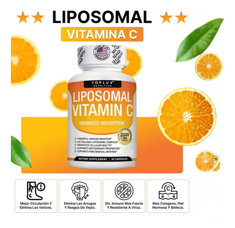 Vitamina C Liposomada De 2100 Mg Alta Absocion Extra Fuerte 7