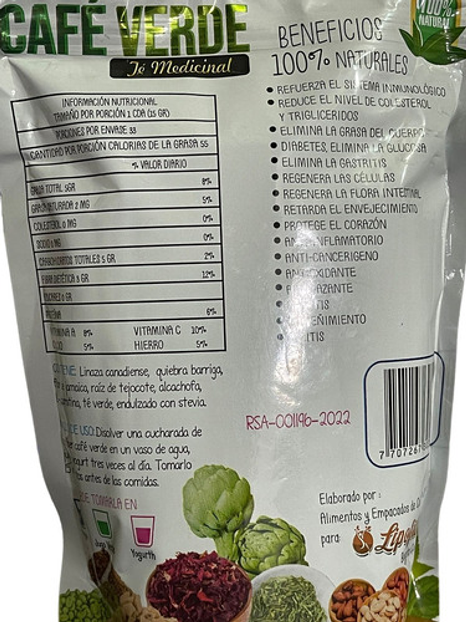Suplemento En Polvo Lipofiber Linaza De Fibra Batido Verdé Lipofiber X 500gr Sin Sabor 2