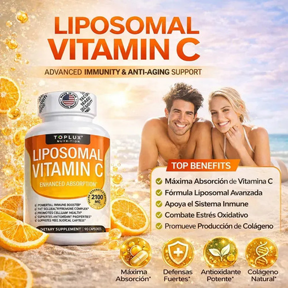 Vitamina C Liposomal De 90 Capsulas Uñas, Piel, Cartilago Sin Sabor 3