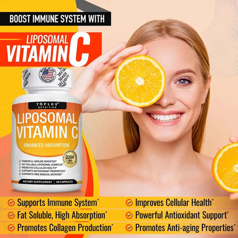 Vitamina C Liposomal De 90 Capsulas Uñas, Piel, Cartilago Sin Sabor 5