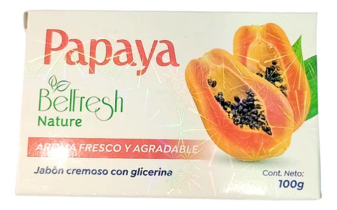 Jabón Barra Belfresh Papaya Hipoalergénico Vegano Hidratante Cuerpo