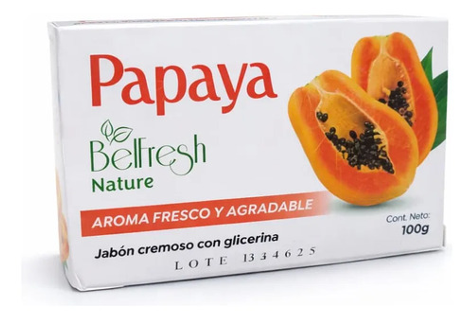 Jabón Barra Belfresh Papaya Hipoalergénico Vegano Hidratante Cuerpo 3