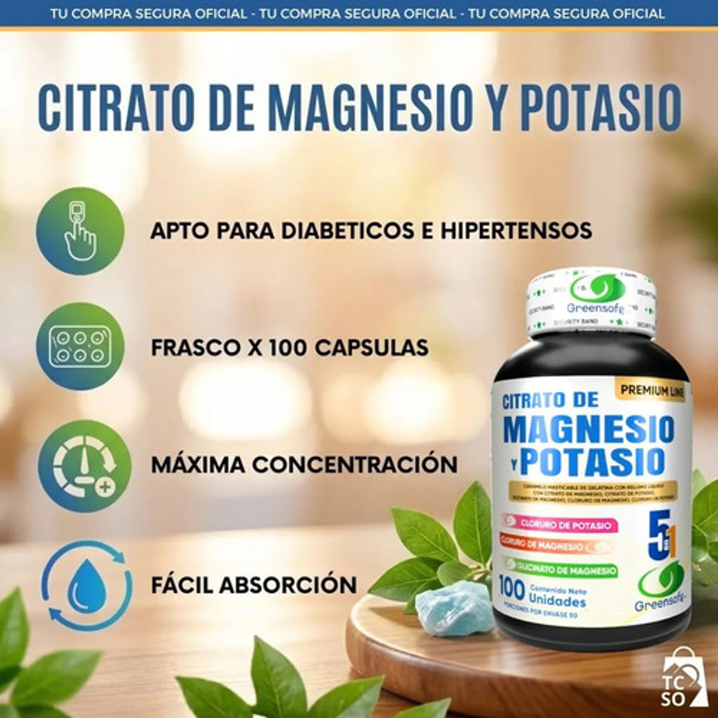 Greensofg Suplementos En Frasco Citrato De Magnesio Y Potasio Original 6
