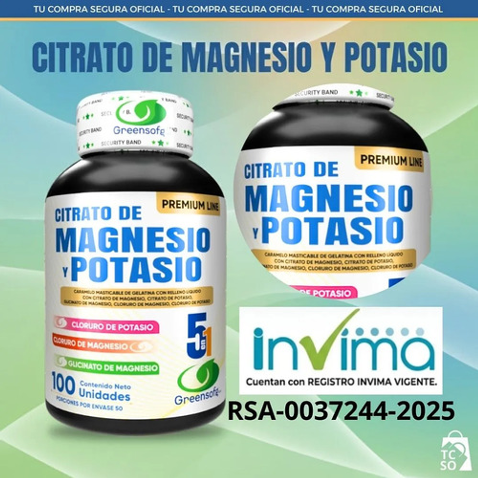 Greensofg Suplementos En Frasco Citrato De Magnesio Y Potasio Original 7