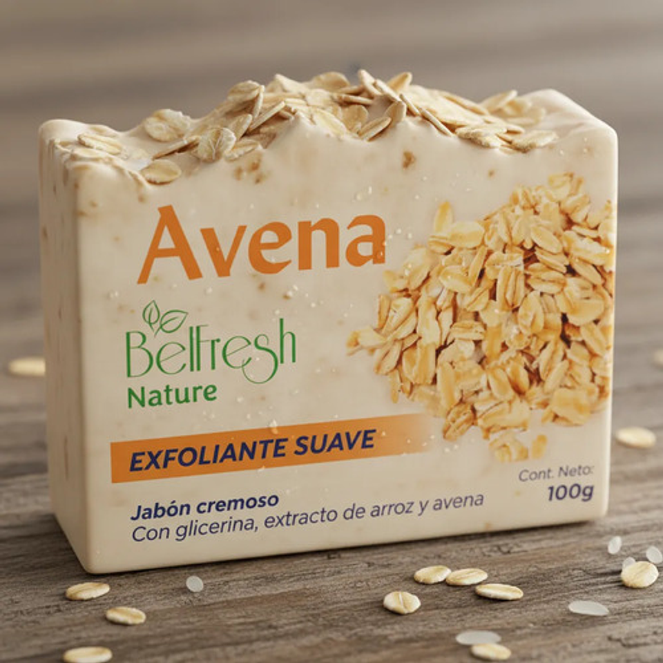 Jabón Cremoso Exfoliante Suave Avena Bellfresh 100g 3