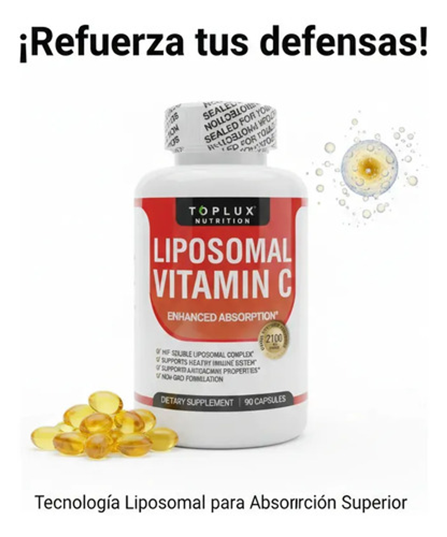 Pack 2 Vitamina C Liposomal 2100mg Toplux - Alta Absorción 3