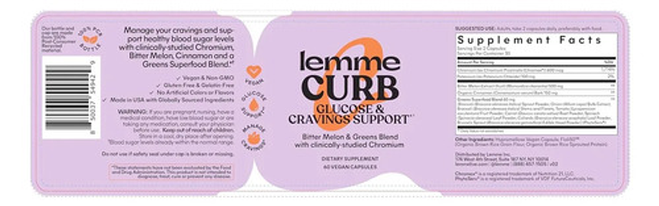 Lemme Curb Suplemento Natural - Reduce Los Antojos 60cap Melón 4