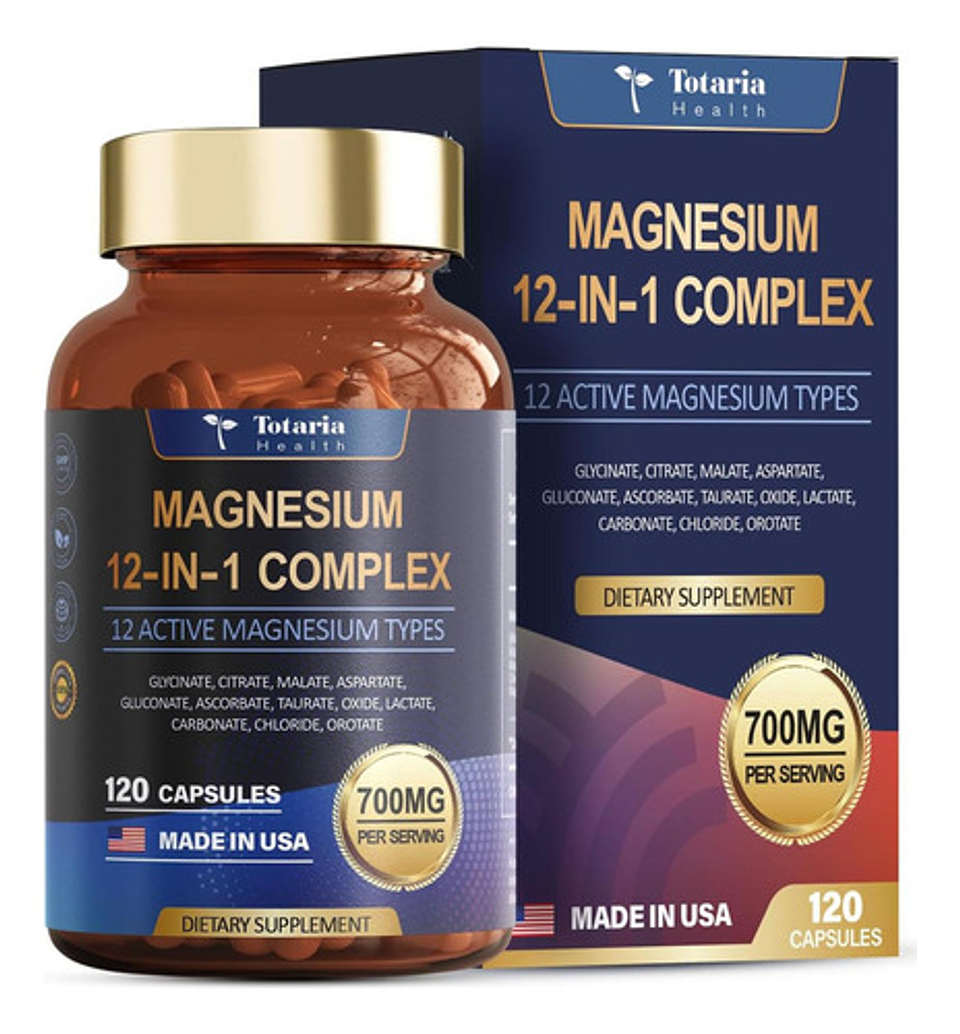 Complejo De Magnesio 700mg Totaria 12 En 1 Vegano 120 Sin Sabor 1