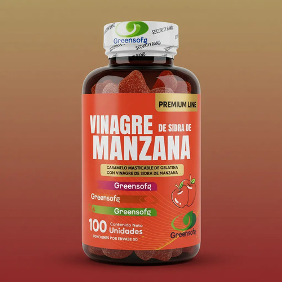Gomitas Vinagre De Manzana Greensofg 100 Unidades Premium 6