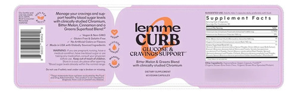 Lemme Curb Suplemento Natural - Reduce Los Antojos 60cap Melón 4