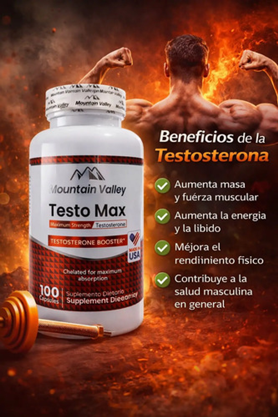 Testo Max Potenciador De Testosterona 100cáp Mountain Valley 2
