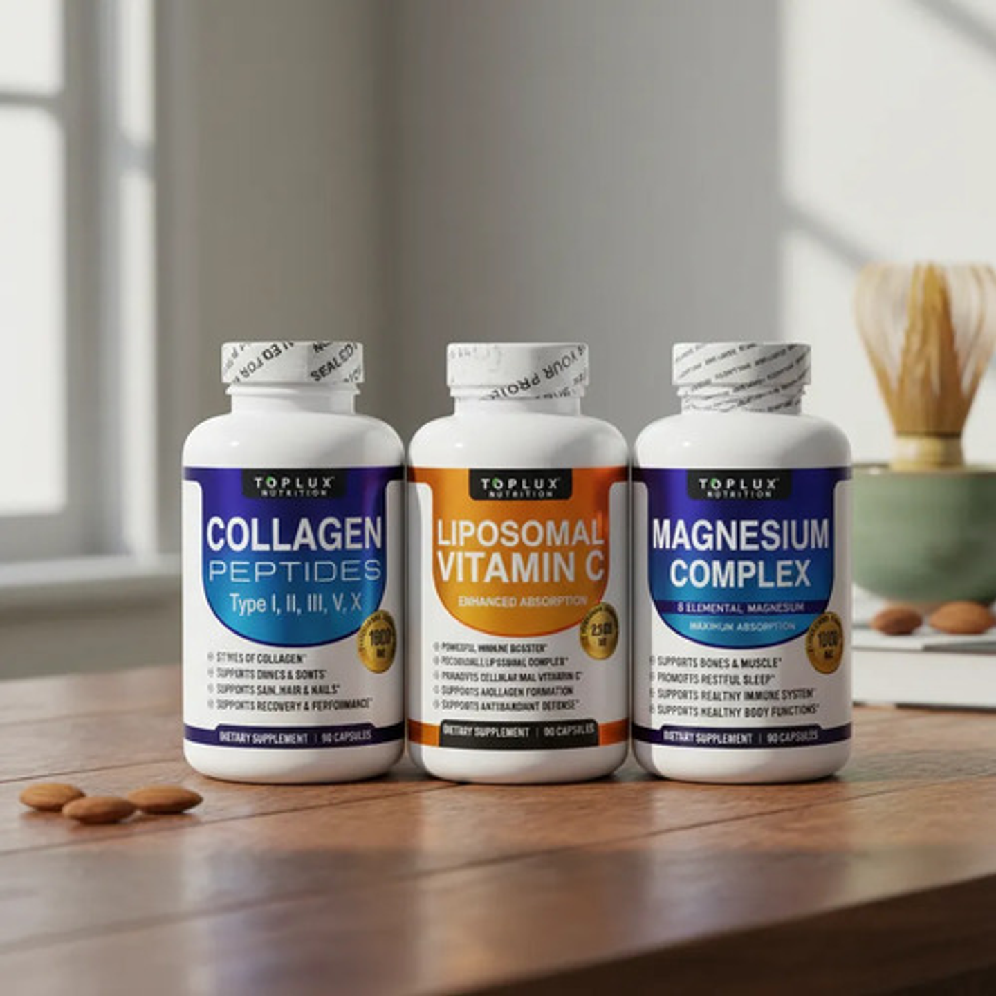 Kit Toplux Colágeno Péptidos, Vitamina C Liposomal Y Magnesi 2