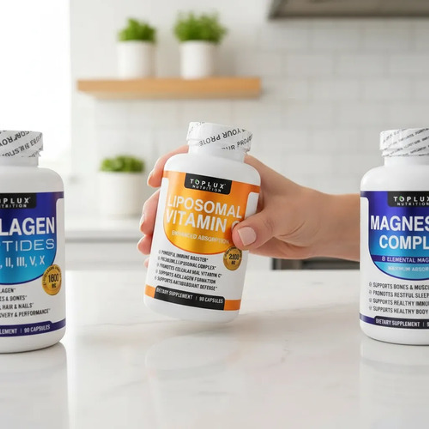 Kit Toplux Colágeno Péptidos, Vitamina C Liposomal Y Magnesi 4