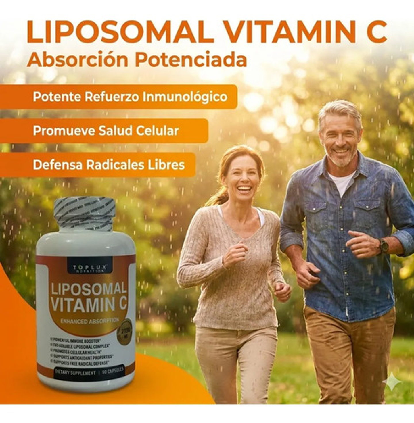 Vitamina C Liposomal Toplux Nutrition 2100 Mg Alta Absorción Suplemento Dietario Antioxidante Refuerzo Inmunológico 90 Cápsulas Sabor Original 2