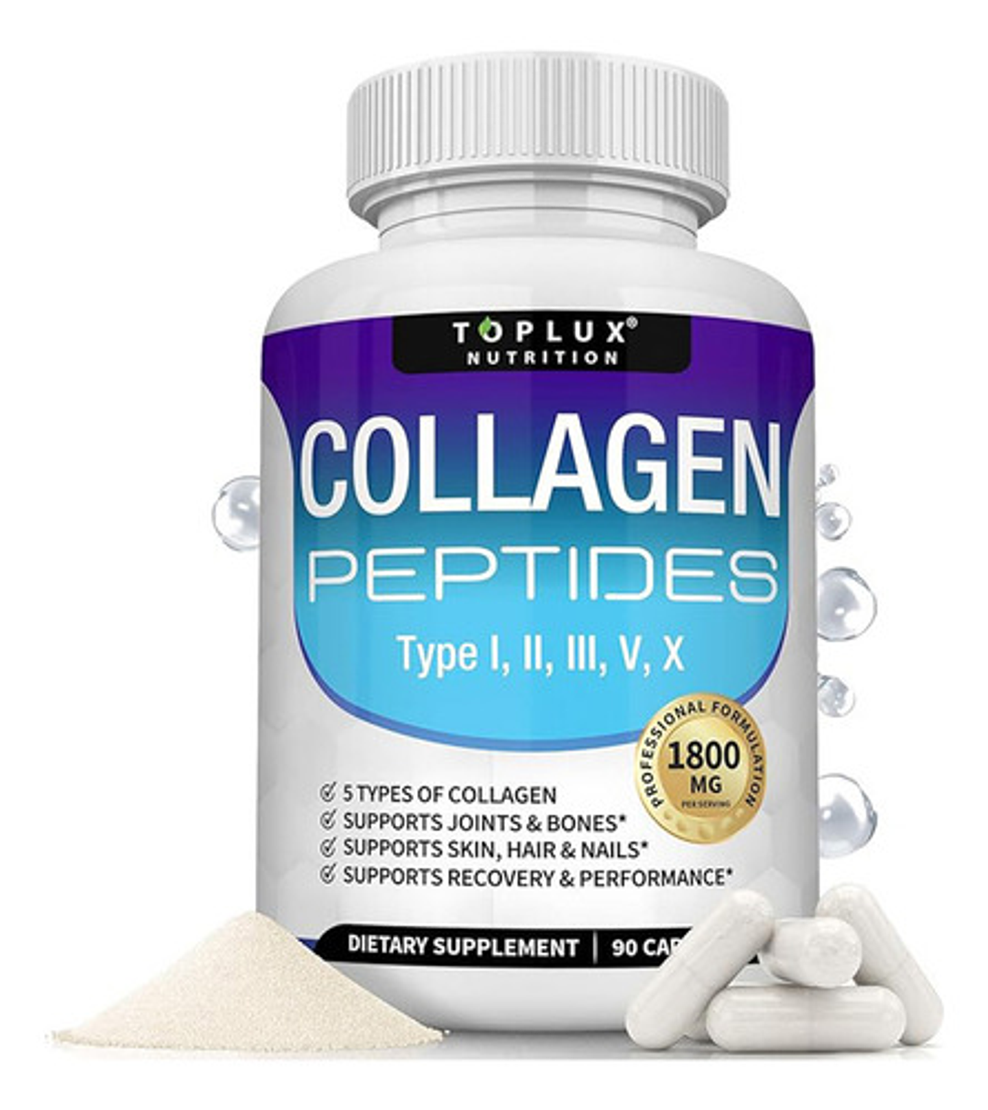 Toplux Collagen Peptides 5 Types Complex 1800mg Health Beaut Sabor Sin Sabor 1