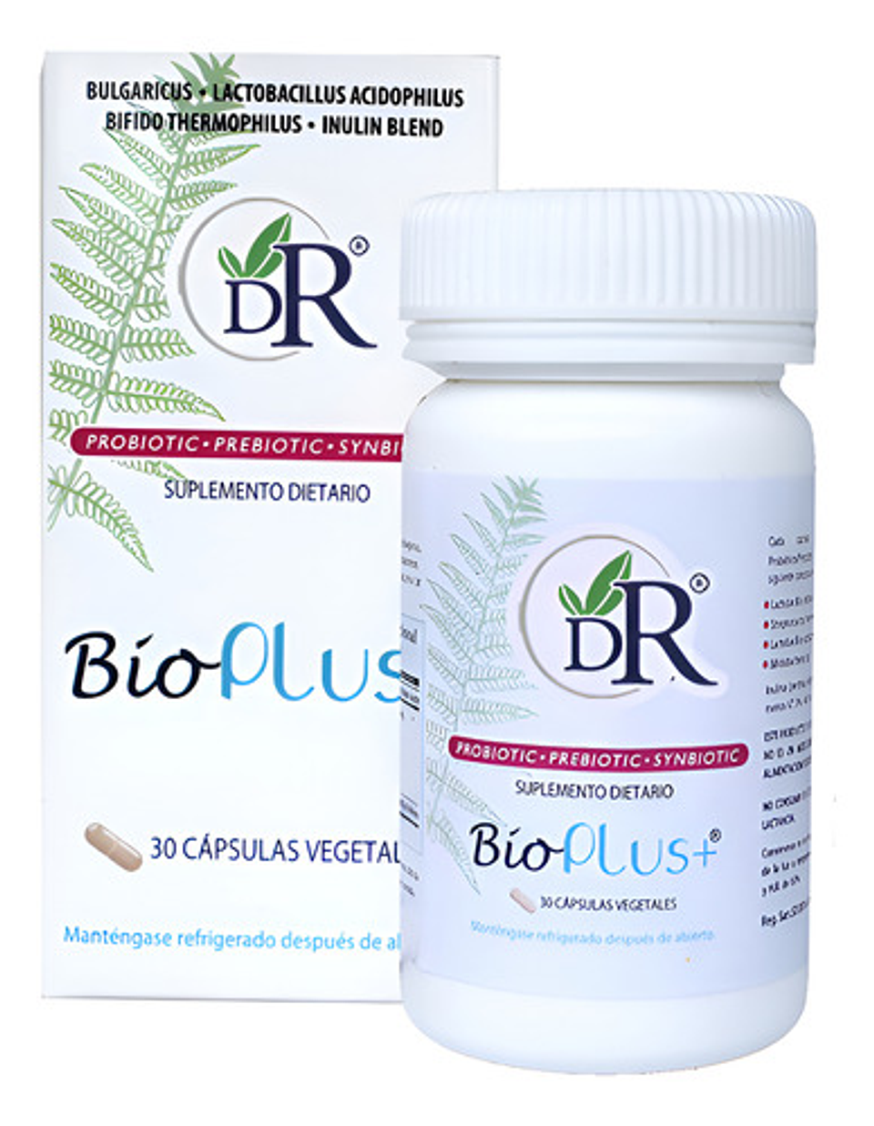 Probiótico Prebiótico Cápsulas Doctor Rojas Bioplus+ Vegano Sin Gluten Sin Sabor 1
