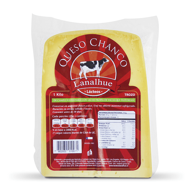 Queso Chanco Trozo x 1 Kg.