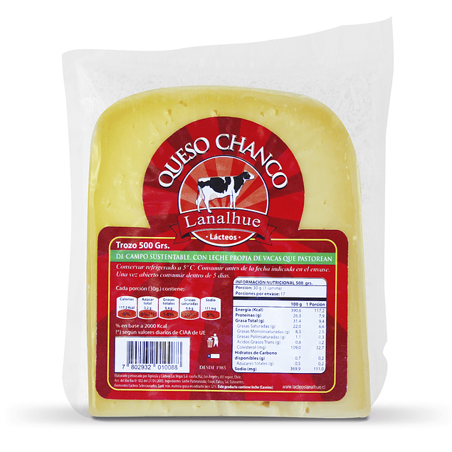 Queso Chanco Trozo x 1/2 Kg.