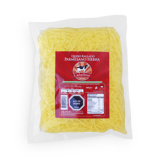 Queso Parmesano rallado en Hebra bolsa de 500 Grs.