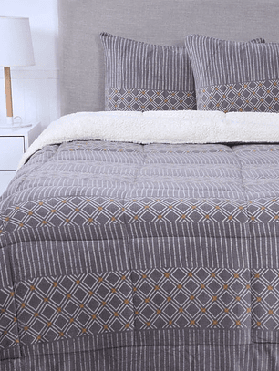 Plumón 2P Coral Print Sherpa - Granito