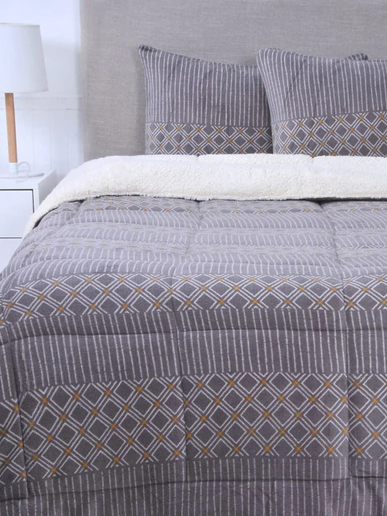 Plumón 2P Coral Print Sherpa - Granito 1