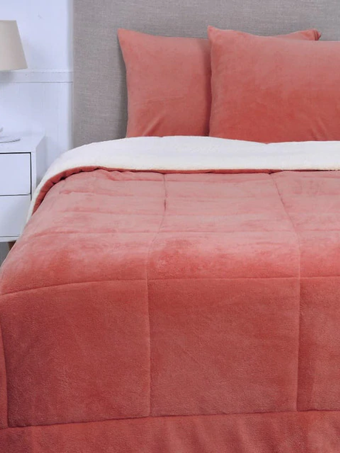 Plumón KING Coral Sherpa Liso - Terracota 1