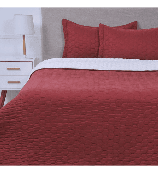 Quilt 2P Sherpa Liso - Burdeo