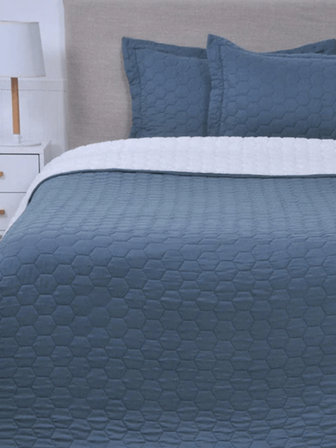 Quilt KING Sherpa Liso - Azul 1