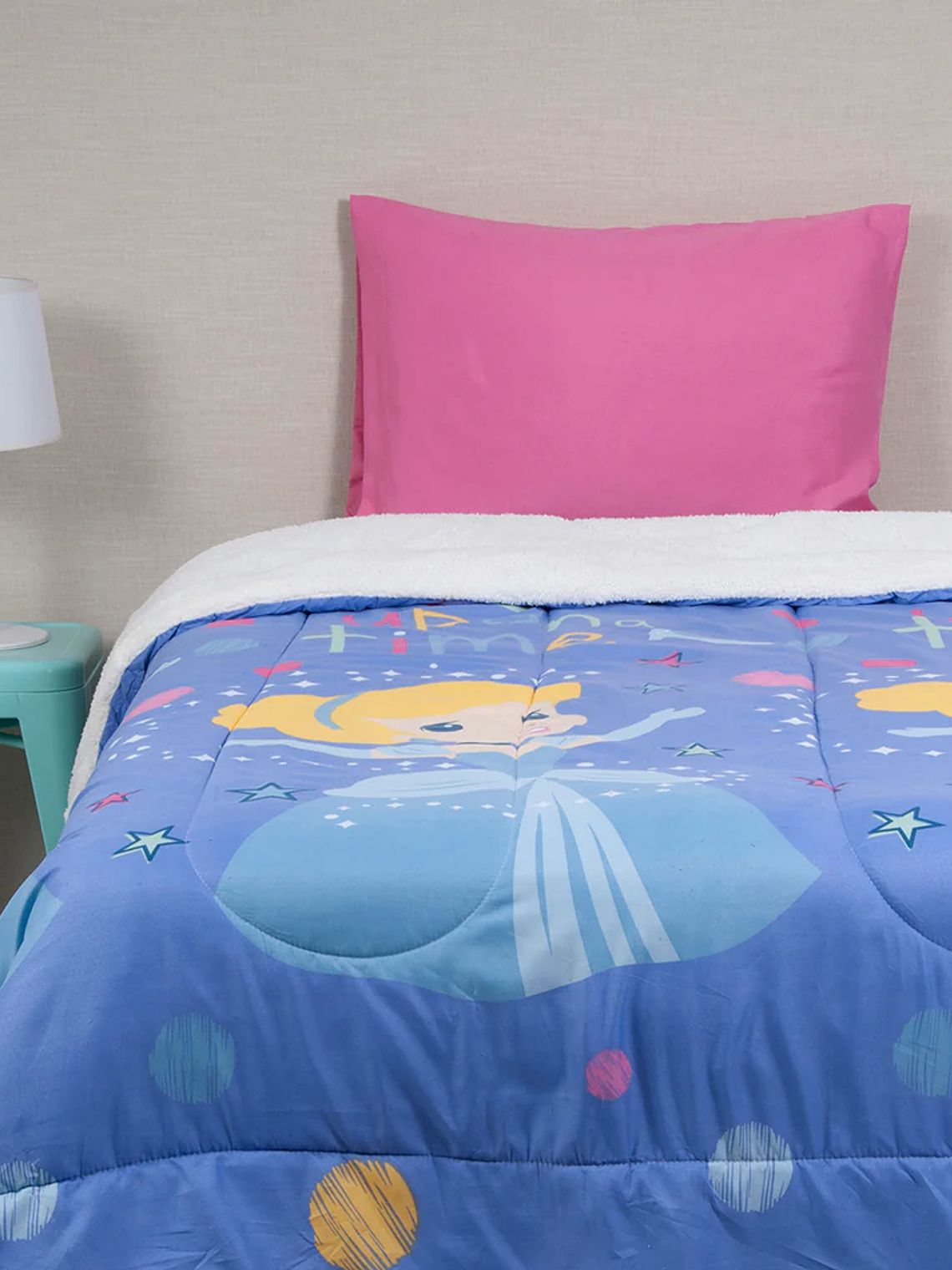 Plumón Microfibra Sherpa Single Princesas 1