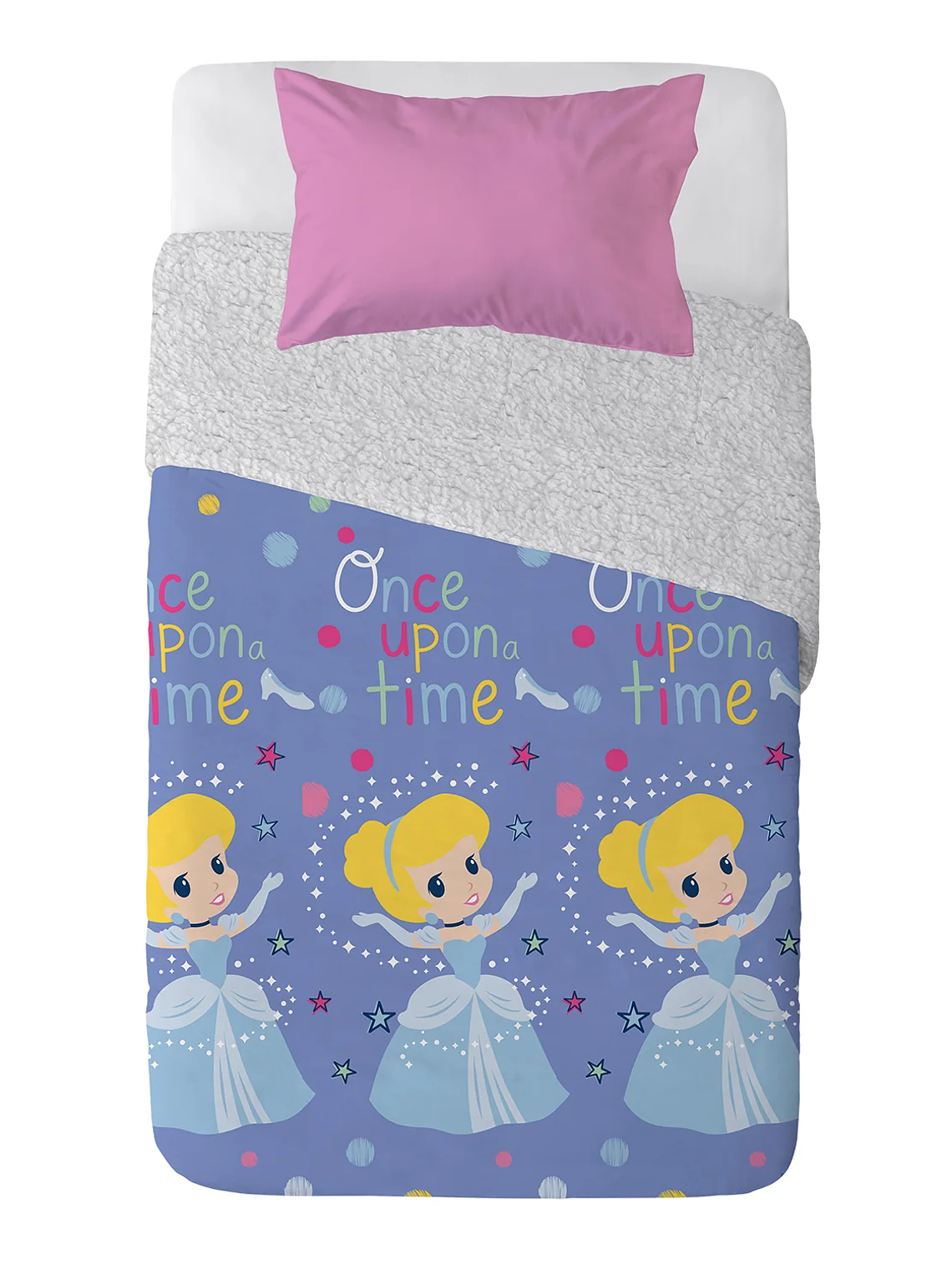 Plumón Microfibra Sherpa Single Princesas 3