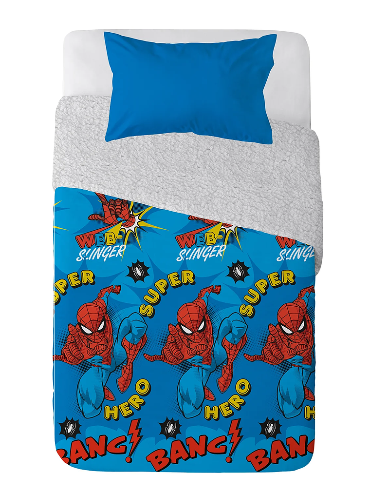 Plumón Microfibra Sherpa Single Spiderman Super Hero 3